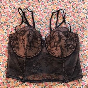 Victoria’s Secret Black and Cream Lace Corset 34D